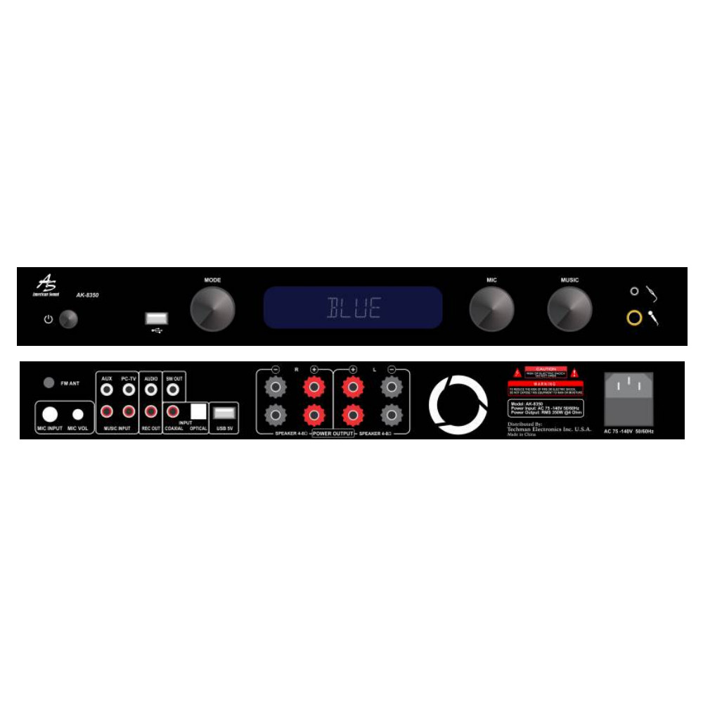AK-8350 Amplificador Profesional 2000W Clase-D con BT-USB-FM, 200WX2 a 8 ohm; 350WX2 a 4 ohm American Sound. - Imagen 3