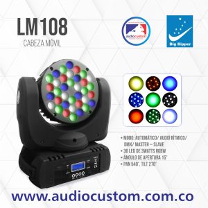 LM108 Cabeza Móvil Wash 36X3W RGBW BIG DIPPER.