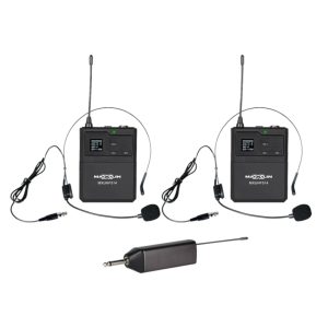MXUHF514 Micrófono Inalámbrico Dual de Diademas UHF, 20 Frecuencias, 60, Mts Maxlin.