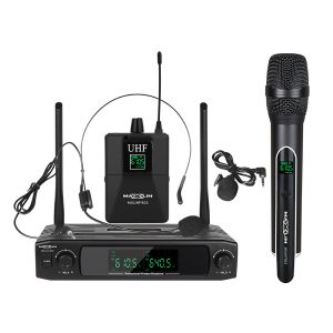 MXUHF603 Micrófonos Dobles Inalámbricos de Mano y (Diadema y Solapa) UHF, 30 Frecuencias, 50 Mts Maxlin.
