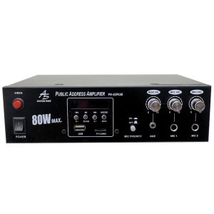 PA-62RUB Amplificador de perifoneo 60W (2X30W rms) con Reproductor USB/TF, BT, Radio FM y Grabador AC115V /DC12V American Sound.