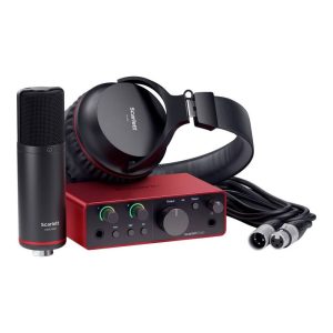 Scarlett SOLO STUDIO MK4 Combo Interfaz SOLO + Micrófono Condensador + Audífono Cerrado Focusrite.