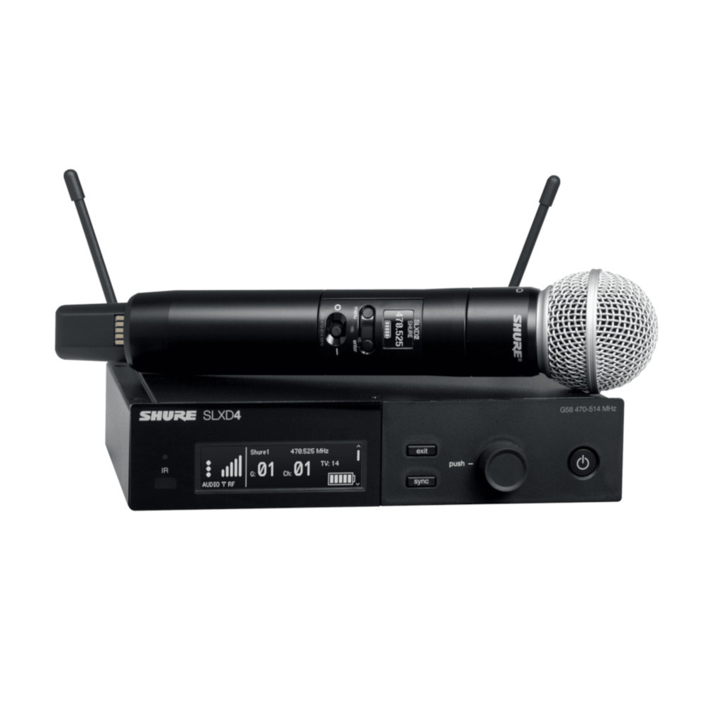 SLXD24/SM58 Micrófono UHF Inalámbrico (Digital - SLXD4) de Mano (SLXD2) con Capsula SM58 - Shure.