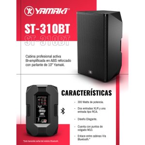 SS-310BT Cabina Activa 10" Bi-Amplificada 600W (300W RMS) Yamaki
