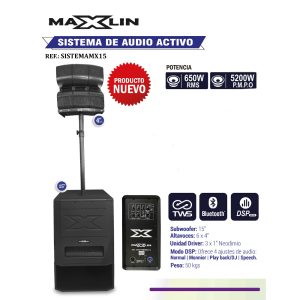 MX15ST Sistema de Sonido Activo 650W RMS (5250W PMPO) - Maxlin.