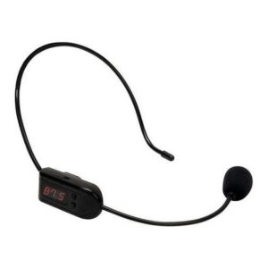 TWM-113 Micrófono FM Inalámbrico de Diadema con Selector de Frecuencia para Sintonizar con Radio FM Techman
