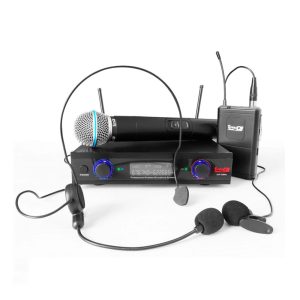 UHF-32MHL Micrófono Inalámbrico Doble de Mano y (Diadema y Solapa) ProDj.