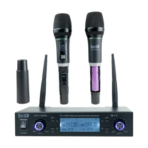 UHV-1422M Micrófonos UHF Inalámbricos Doble Mano de Frecuencia Variable con Estuche ProDj.