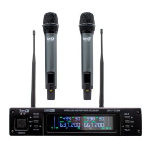 UHV-1722M Micrófonos UHF Inalámbricos Doble Mano de Frecuencia Variable con Estuche ProDj.