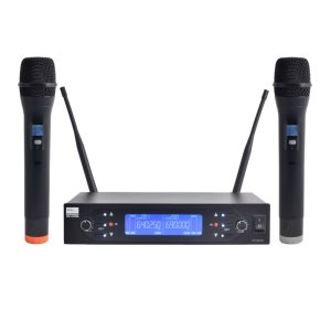 XMI-IU200B Kit de Micrófonos Dobles UHF Inalámbricos de Mano 100 Frecuencias Variable Dream Sound