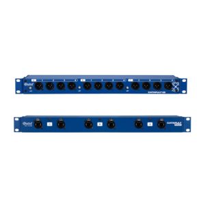 CATAPULT RACK RX Receptor de 12 canales XLR-F balanceados a través de tres líneas de cable Cat 5/6 blindado . Montaje en rack de 19" 1U. Radial.