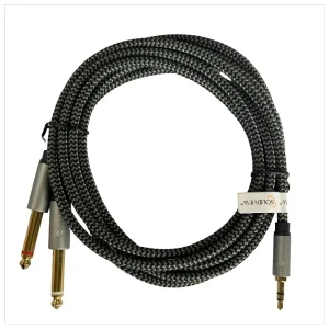 CB-1006 Cable de Audio 3.5 mm a 2 x 6.35 mm (1/4”)  - 2.0 Metros - SOLIDVIEW.